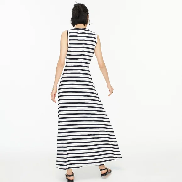 NEW! J Crew High-low Maxi Dress Navy Blue Stripe NWT - Picture 5 of 8
